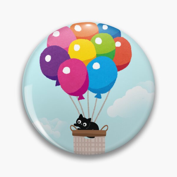 Item preview, Cute Black Cat Floating with Colorful Balloons designed and sold by Miho9999.