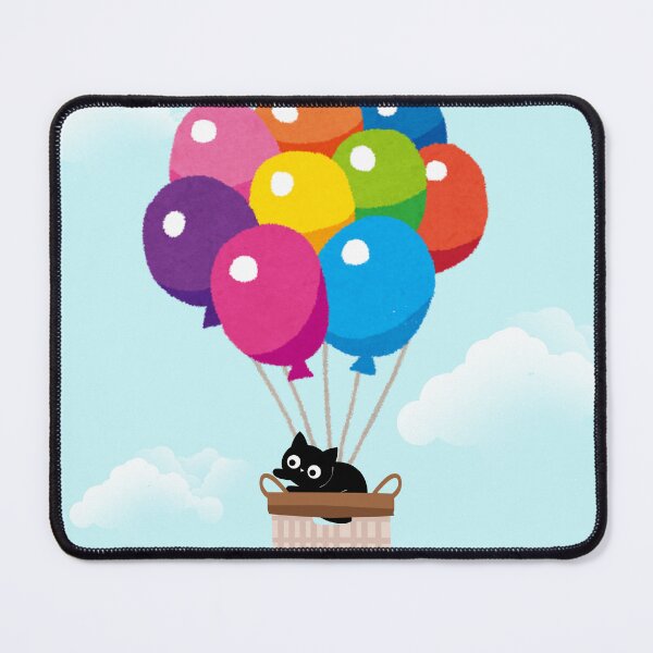 Item preview, Cute Black Cat Floating with Colorful Balloons designed and sold by Miho9999.