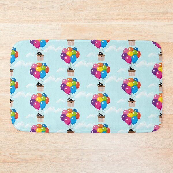Item preview, Cute Black Cat Floating with Colorful Balloons designed and sold by Miho9999.