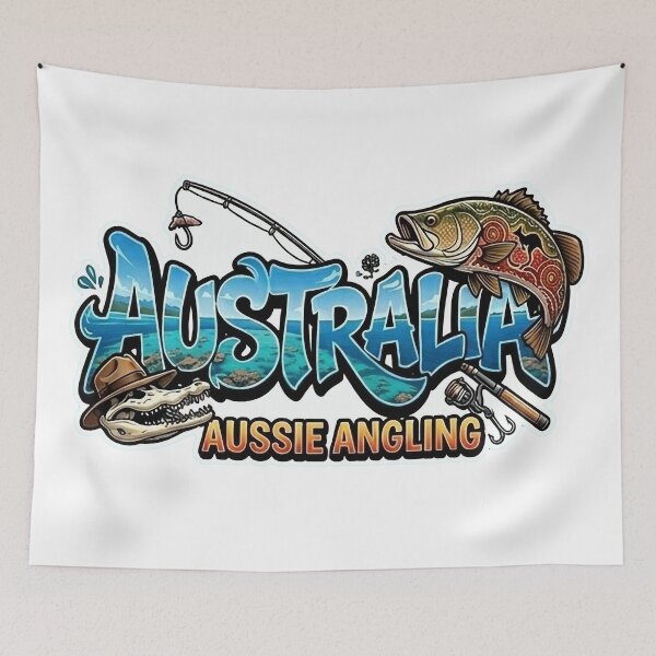 Item preview, Australia Aussie Angling Graffiti Art - Barramundi Fishing & Crocodile Skull Sticker designed and sold by SasquatchTrail.