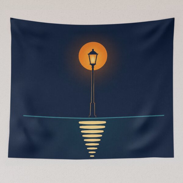 Item preview, Minimal Street Lamp Reflection Night Poster designed and sold by Creative_Canvas.