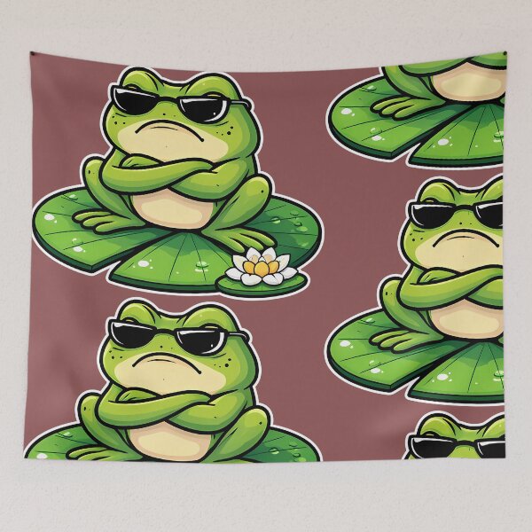 Item preview, Grumpy Frog Sticker | Funny Frog Lover Gift | Cottagecore Frog Decal designed and sold by VectorJoy.