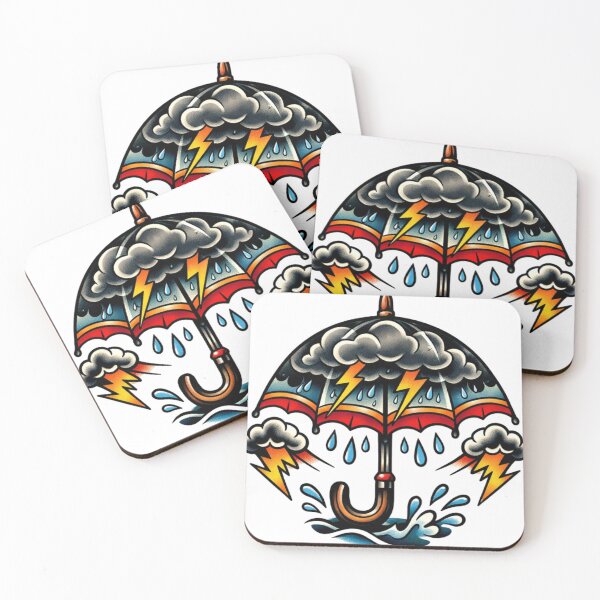 Item preview, Traditional Umbrella Tattoo with Storm Cloud. designed and sold by DispersedHQ.