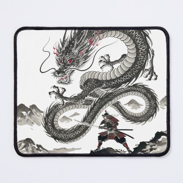 Item preview, Scarlet Gaze Ryū – Samurai vs Crimson-Eyed Dragon designed and sold by Dream Bloom Gallery.
