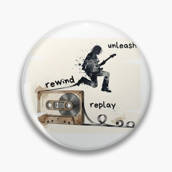 Item preview, Rewind Unleash Replay – Vintage Cassette Rock Guitarist Silhouette Art designed and sold by CrimsonChords.