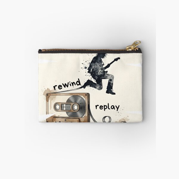 Item preview, Rewind Unleash Replay – Vintage Cassette Rock Guitarist Silhouette Art designed and sold by CrimsonChords.