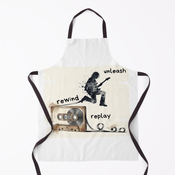 Item preview, Rewind Unleash Replay – Vintage Cassette Rock Guitarist Silhouette Art designed and sold by CrimsonChords.