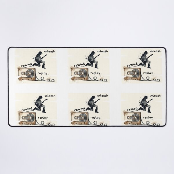 Item preview, Rewind Unleash Replay – Vintage Cassette Rock Guitarist Silhouette Art designed and sold by CrimsonChords.