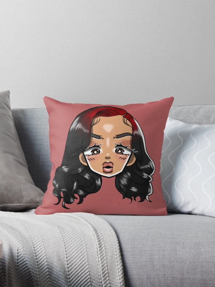 Aperçu 1 sur 4. Coussin avec l'œuvre Mademoiselle Drame - Racines Rouges créée et vendue par cardiisshook.