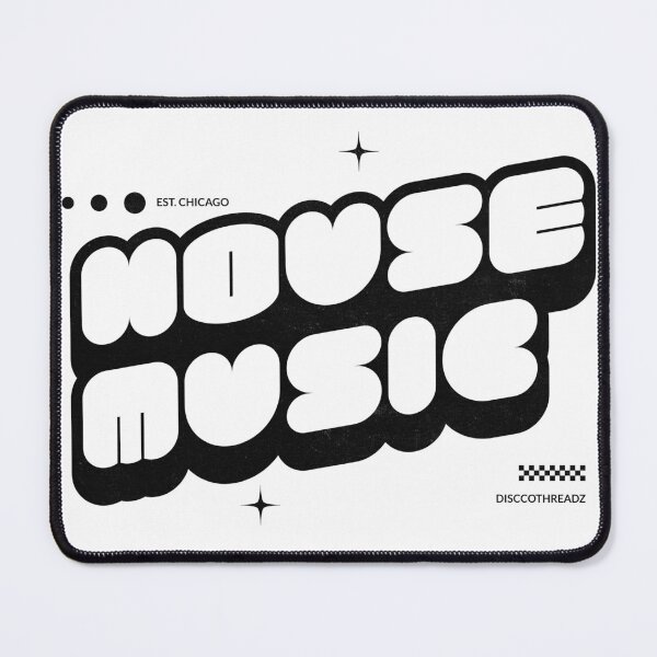 Item preview, HOUSE MUSIC - Y2K Font Vibes (Black) designed and sold by Discothreadz.