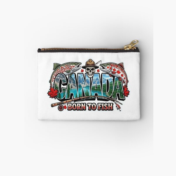 Item preview, Canada Born to Fish Patriotic Art - Rainbow Trout & Rocky Mountains Design designed and sold by SasquatchTrail.