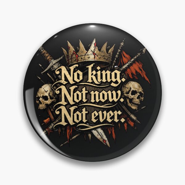 Item preview, No King Not Now Not Ever Anti Monarchy Skull designed and sold by Tsugraf Designs.