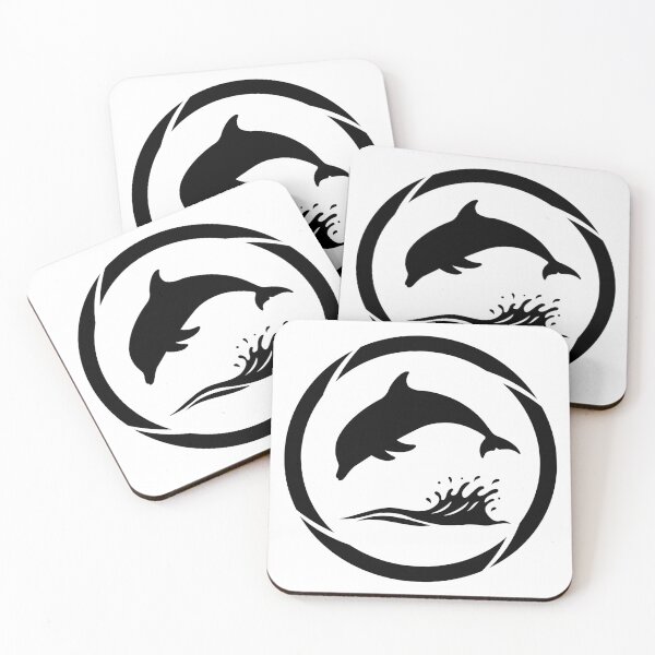 Item preview, Jumping Dolphin Silhouette with Ocean Wave Circle Art designed and sold by Omar-2D.