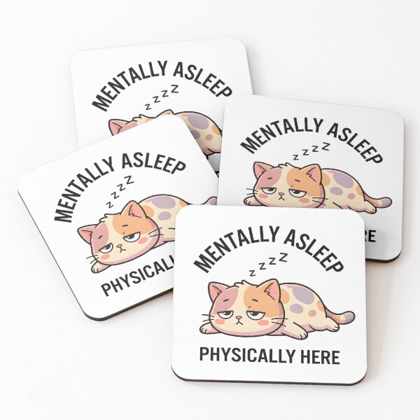 Item preview, Funny Cat Mentally Asleep Physically Here T-Shirt – Cute Lazy Meme designed and sold by DIRTYSKETCHH.