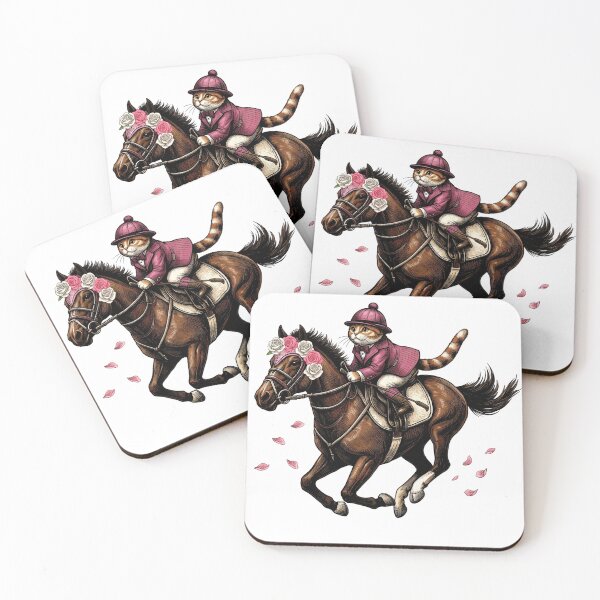 Item preview, Retro Derby Day Horse Racing Funny Cat Jokey - MInimalist Animal Art  designed and sold by BeaverFriends.