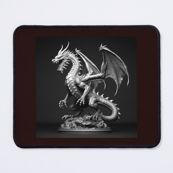 Item preview, Black and White Dragon Statue Fantasy Art designed and sold by inkoutninja.