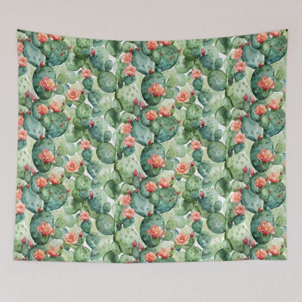 Item preview, Watercolor Blooming Prickly Pear Cactus Pattern designed and sold by NTGUILTY.