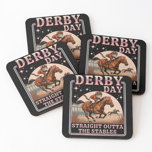 Item preview, Vintage Derby Day Horse Racing Funny Cat Jokey Outta the Stables- MInimalist Animal Art  designed and sold by BeaverFriends.