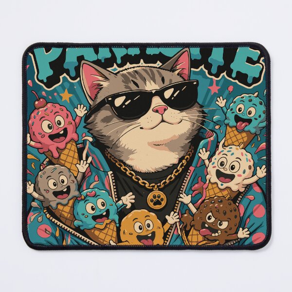 Item preview, Ice Cream Parasite Surreal Retro Cool Cat designed and sold by Highwayman1975.