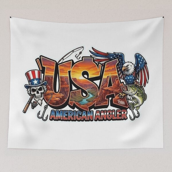 Item preview, USA American Angler Patriotic Fishing Art - Bald Eagle & Bass Design designed and sold by SasquatchTrail.