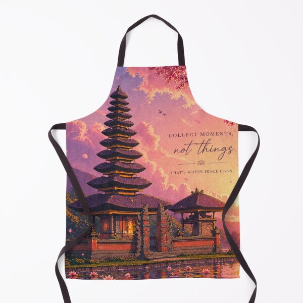 Item preview, Collect Moments Not Things Aesthetic Art | Sunset Temple Illustration | Peaceful Travel Landscape designed and sold by NA-art725.