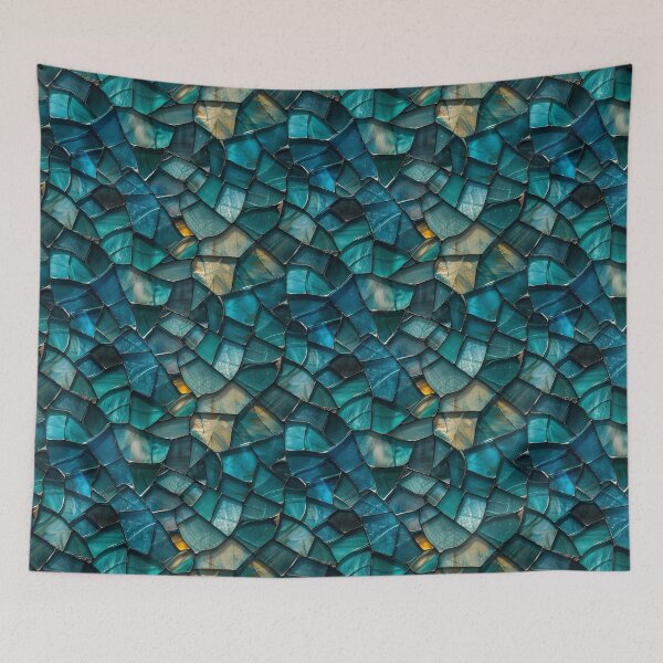 Item preview, Teal and Blue Stained Glass Mosaic Pattern designed and sold by NTGUILTY.