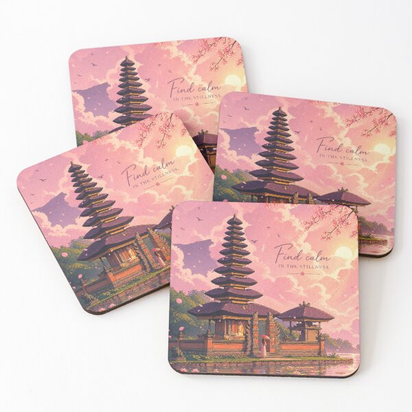 Item preview, Find Calm in the Stillness Aesthetic Art | Peaceful Temple Scene with Girl | Zen Nature Illustration designed and sold by NA-art725.