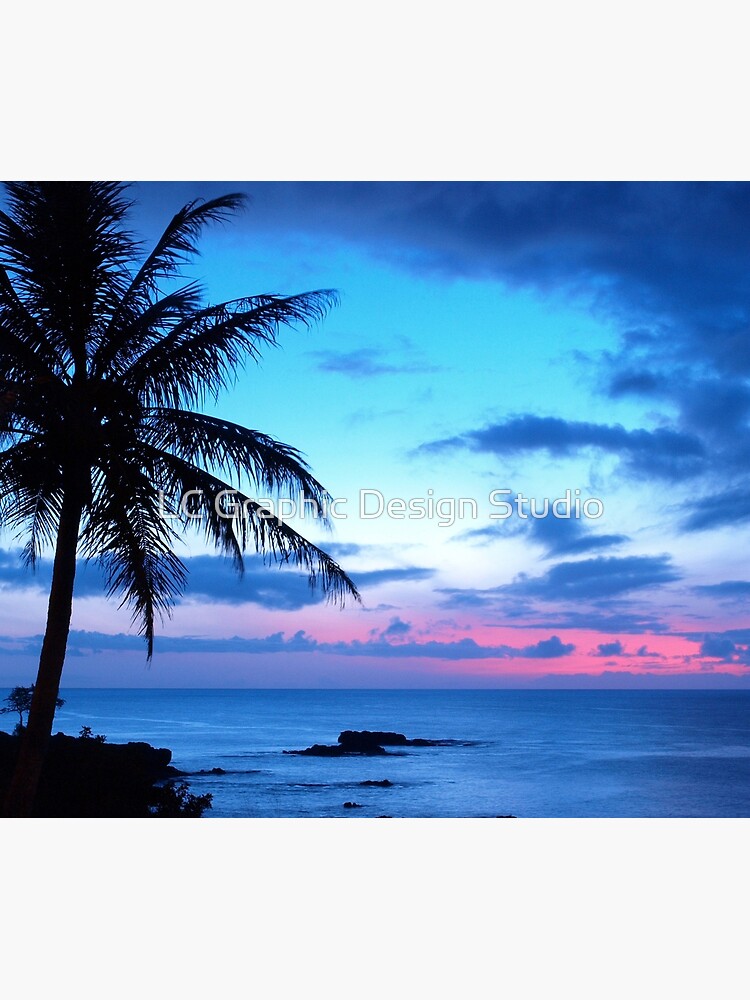 Tropical Island Pretty Pink Blue Sunset Landscape by FudgePudge