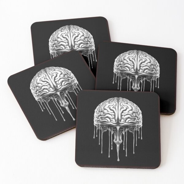 Item preview, Melting Brain Black and White Surreal Art designed and sold by inkoutninja.