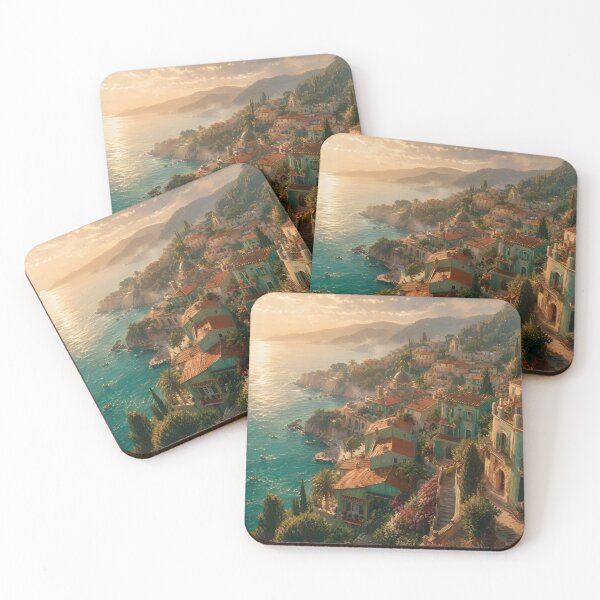 Item preview, Mediterranean Coastal Village Jade and Terracotta designed and sold by Glitchart66.
