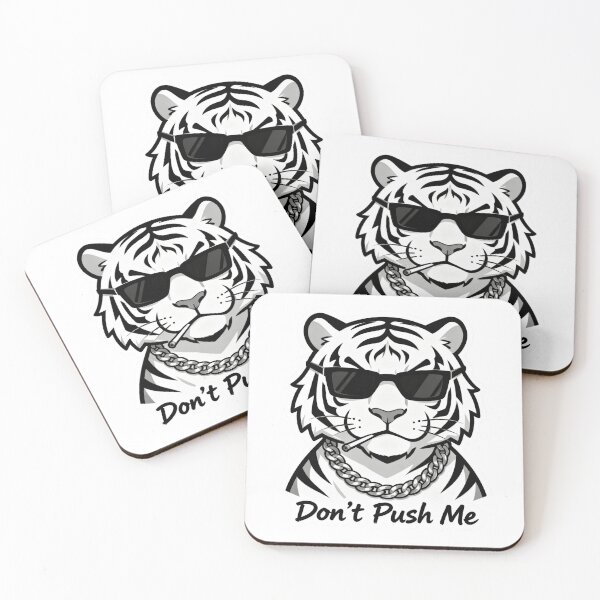 Item preview, White Tiger Cool Sticker DON'T PUSH ME 1 designed and sold by HealthyEnvy.