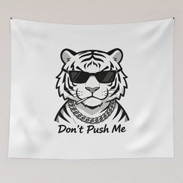 Item preview, White Tiger Cool Sticker DON'T PUSH ME 1 designed and sold by HealthyEnvy.