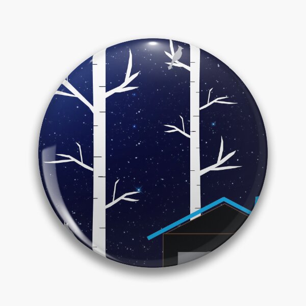 Item preview, Cozy house in a night birch forest. Bright moon and stars above the dark forest designed and sold by ArtEventET.