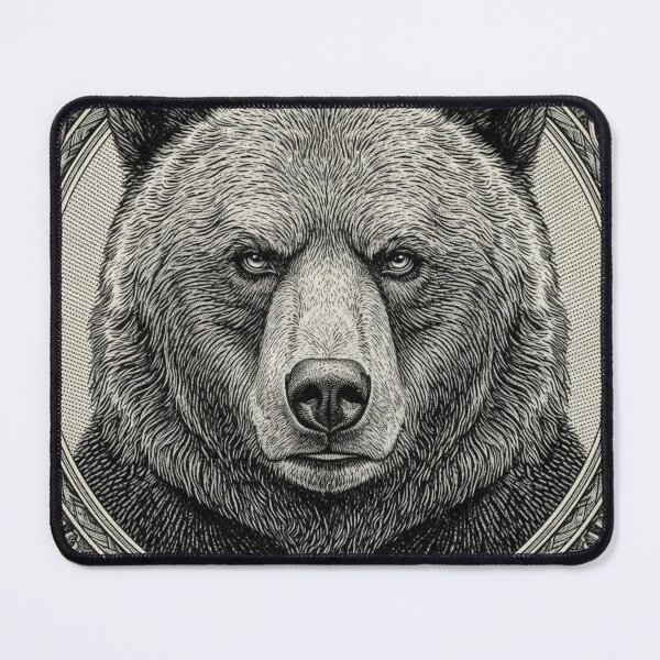 Item preview, Majestic Bear Portrait: Detailed Black Ink Drawing with Ornamental Frame designed and sold by Stick-Shop9.