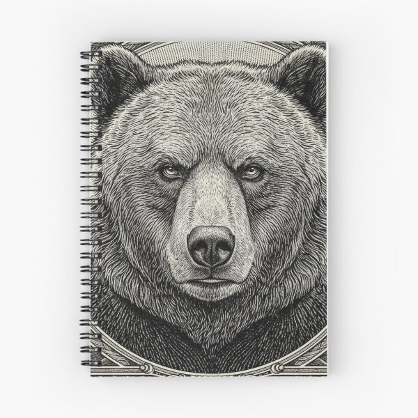 Item preview, Majestic Bear Portrait: Detailed Black Ink Drawing with Ornamental Frame designed and sold by Stick-Shop9.