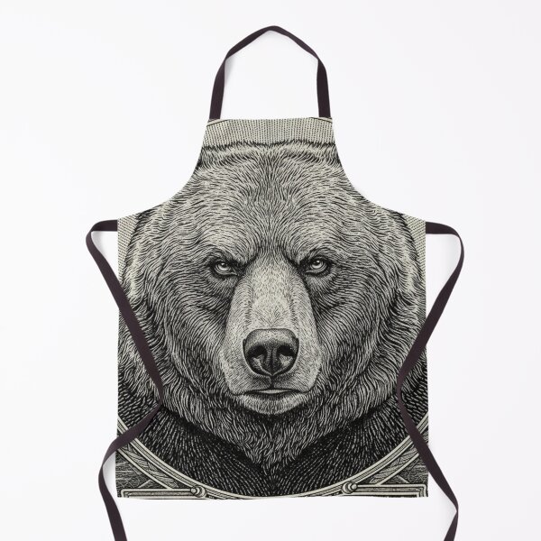Item preview, Majestic Bear Portrait: Detailed Black Ink Drawing with Ornamental Frame designed and sold by Stick-Shop9.
