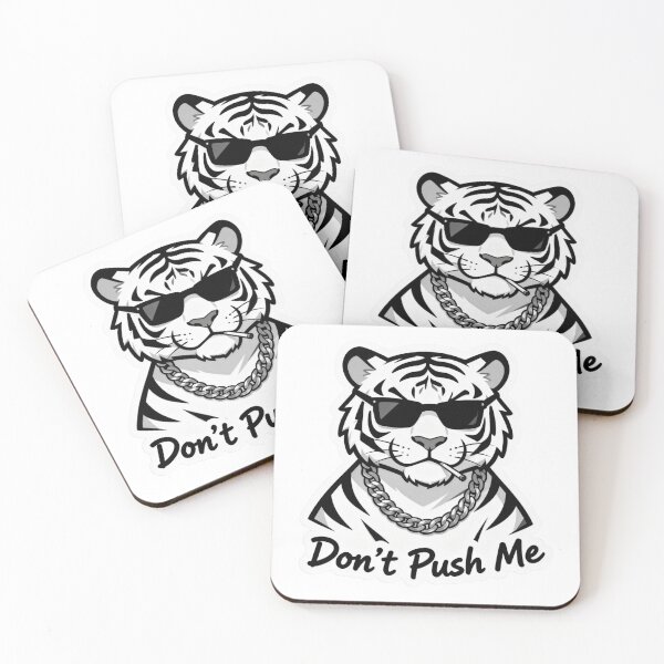 Item preview, White Tiger Cool Sticker DON'T PUSH ME 3 designed and sold by HealthyEnvy.