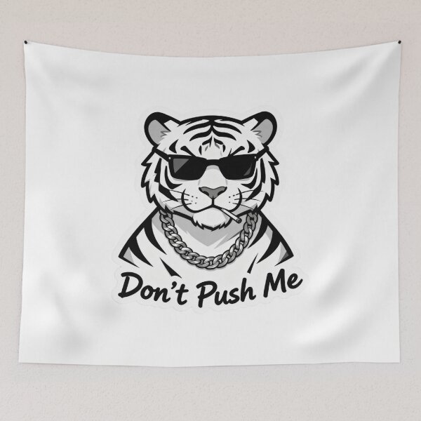 Item preview, White Tiger Cool Sticker DON'T PUSH ME 3 designed and sold by HealthyEnvy.