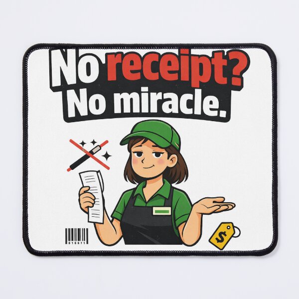 Item preview, No Receipt No Miracle Funny Retail Worker designed and sold by CoolTShirtDesign.