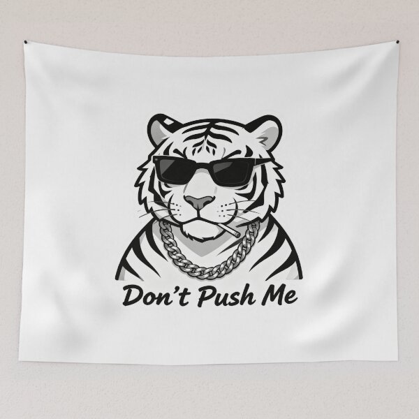 Item preview, White Tiger Cool Sticker DON'T PUSH ME 2 designed and sold by HealthyEnvy.