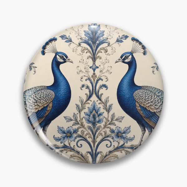 Item preview, Elegant Blue Peacock Floral Vintage Chinoiserie Art Design designed and sold by LiuTiuuu.