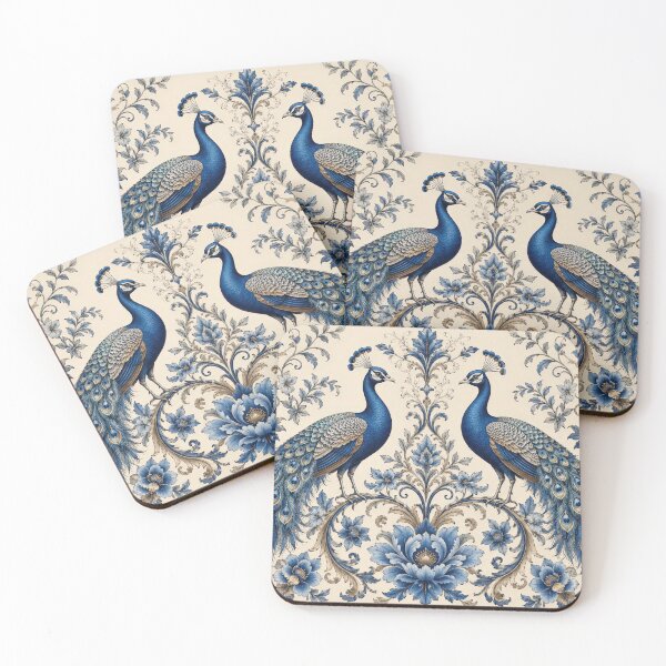 Item preview, Elegant Blue Peacock Floral Vintage Chinoiserie Art Design designed and sold by LiuTiuuu.