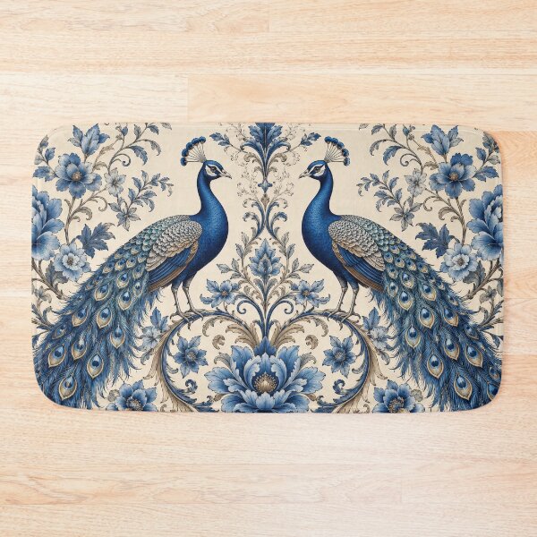 Item preview, Elegant Blue Peacock Floral Vintage Chinoiserie Art Design designed and sold by LiuTiuuu.