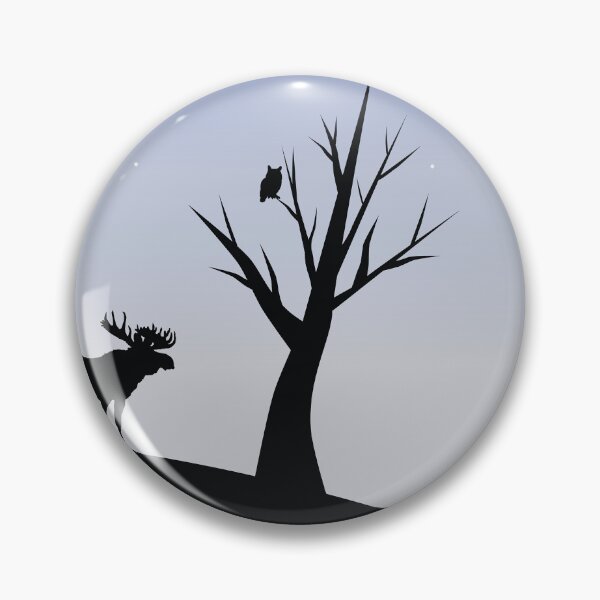 Item preview, Owl sits on a lonely tree. The elk and snowman under a tree. Moon. Approximation of winter designed and sold by ArtEventET.