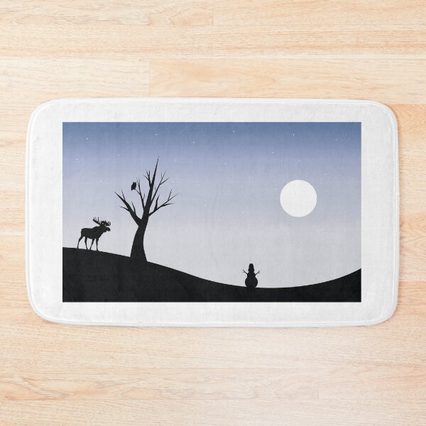Item preview, Owl sits on a lonely tree. The elk and snowman under a tree. Moon. Approximation of winter designed and sold by ArtEventET.