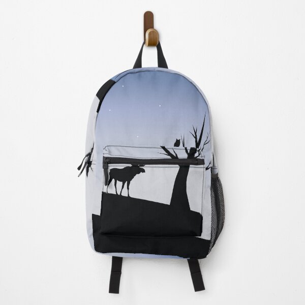 Item preview, Owl sits on a lonely tree. The elk and snowman under a tree. Moon. Approximation of winter designed and sold by ArtEventET.