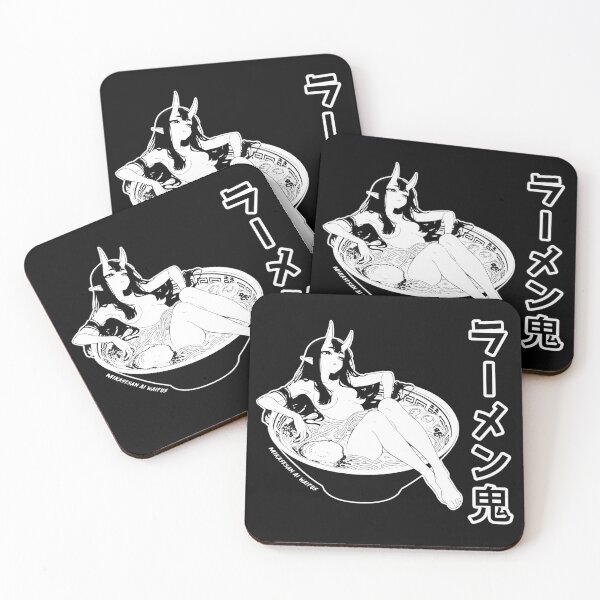 Item preview, Oni Girl Lounging in Ramen Bowl Black-White Manga Aesthetic designed and sold by MikaseSan.