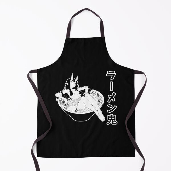 Item preview, Oni Girl Lounging in Ramen Bowl Black-White Manga Aesthetic designed and sold by MikaseSan.