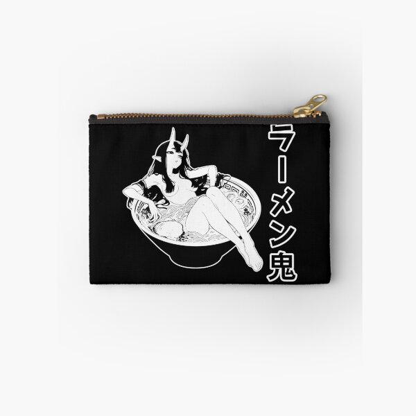 Item preview, Oni Girl Lounging in Ramen Bowl Black-White Manga Aesthetic designed and sold by MikaseSan.