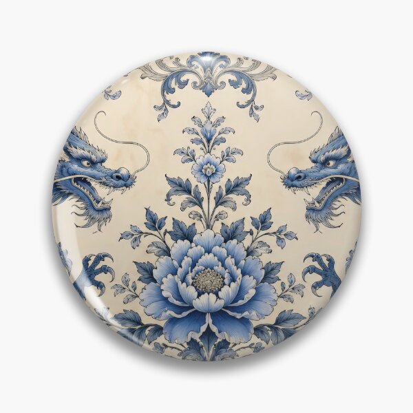 Item preview, Elegant Blue Dragon Floral Vintage Chinoiserie Art Design designed and sold by LiuTiuuu.